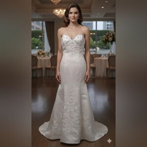 NWT Demetrios To Ivory Wedding Dress – Size 12 – Detachable Train